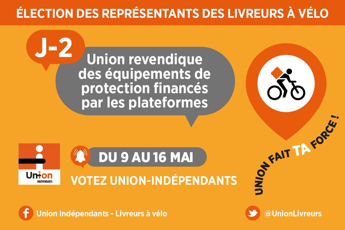 UnionLivreurs's tweet photo. Plongés au milieu de la circulation, nous sommes quotidiennement exposés aux risques d’accidents.
@UIndependants revendique que tous les livreurs soient dotés d’équipements de protections financés par les plateformes. Ce n’est pas uniquement à nous de payer notre protection. https://t.co/1YBCQlgY7O
