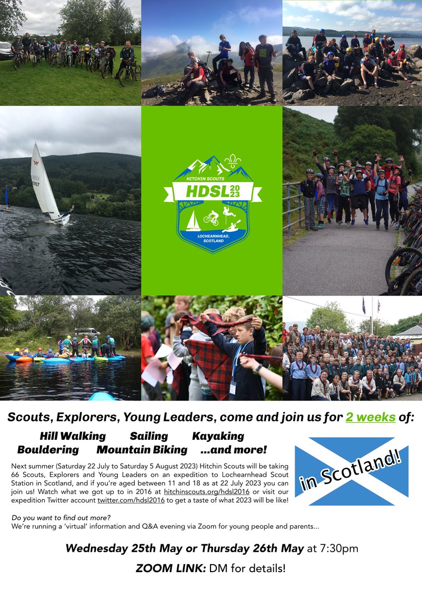 hitchinscouts's tweet photo. We have additional spaces on our (rearranged) Lochearnhead expedition next year. Are you aged 11 to 18 next July? Interested? DM us for a link to our Zoom information evening. #hdsl2023 https://t.co/VarCfHoiXR