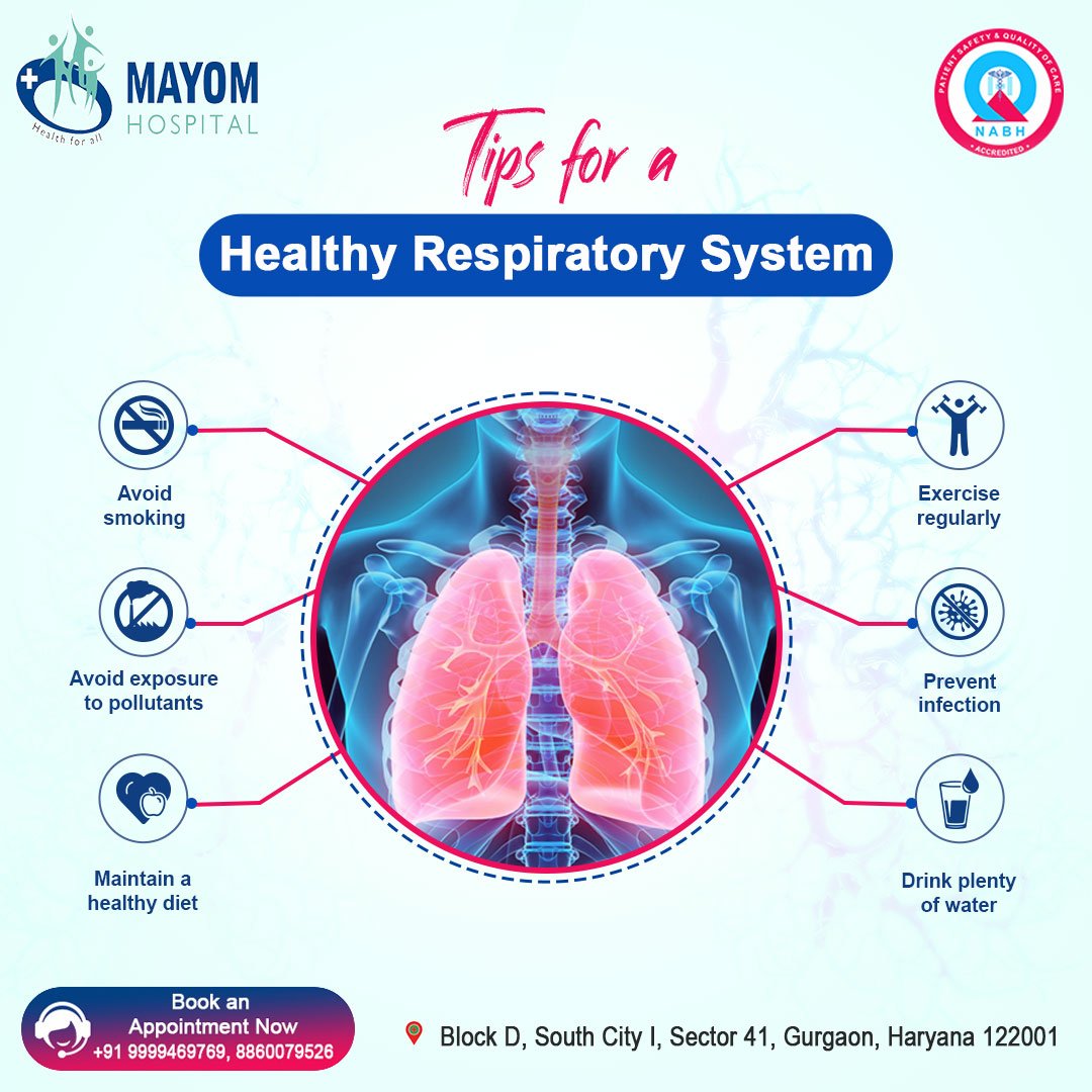 MayomHos_24X7's tweet photo. Tips for a healthy respiratory system
To keep your respiratory system (and especially your lungs) healthy:
Talk to our Experts for more information!
☎️ 9999469769
#respiratorysystem #lungs #pharynx #larynx #trachea #bronchi #healthcare #treatment #hospital #mayomhospital https://t.co/TilrUqyocR