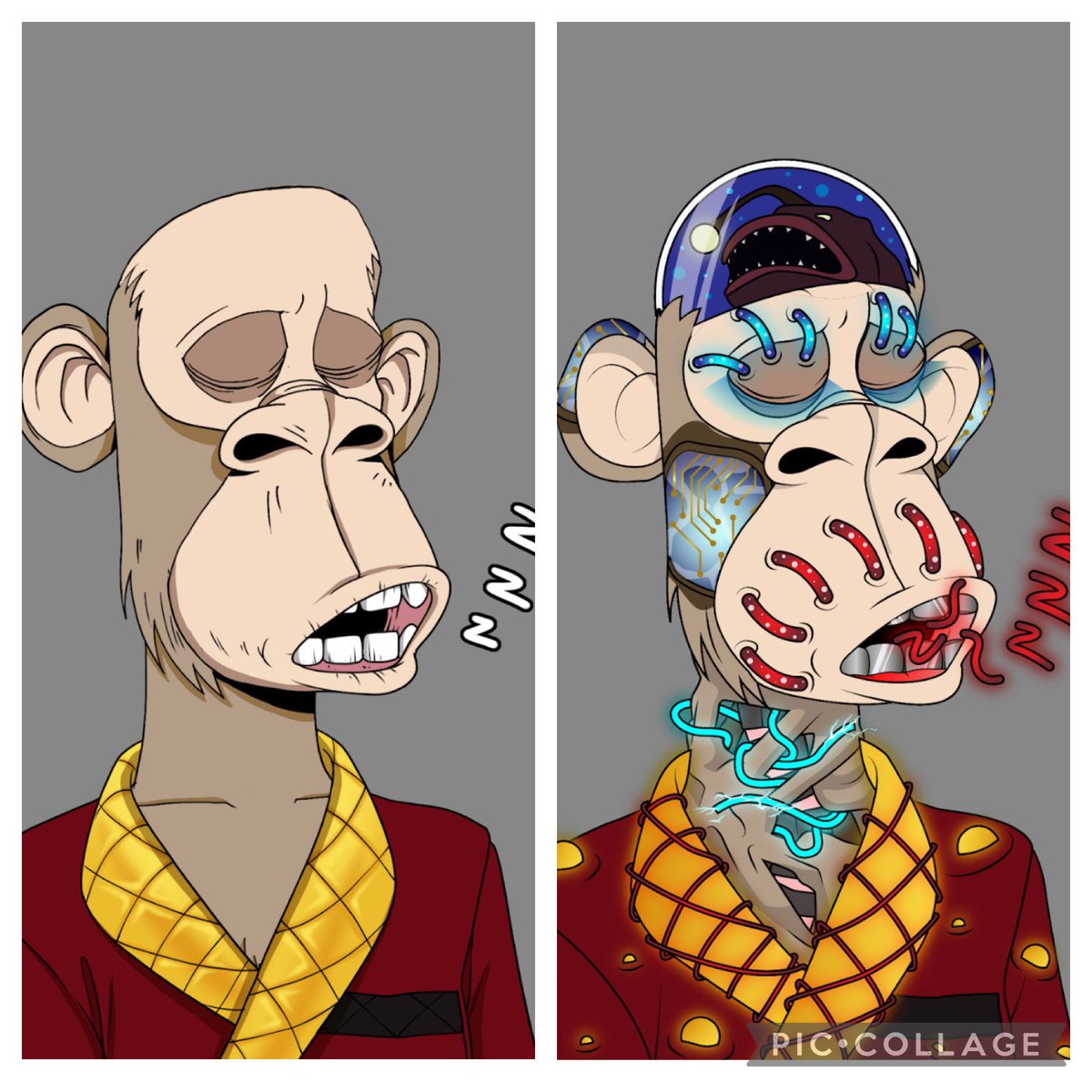 aroyalweb3's tweet photo. How cool is this? 

Before &amp; after drinking the serum 🧪@ApeDadsNFT 

#apedad #MutationNation #NFTGANG #nftcommunity #elon #beanz #moonbird #azuki #BAYC #Crypto https://t.co/lvM6EABoYa