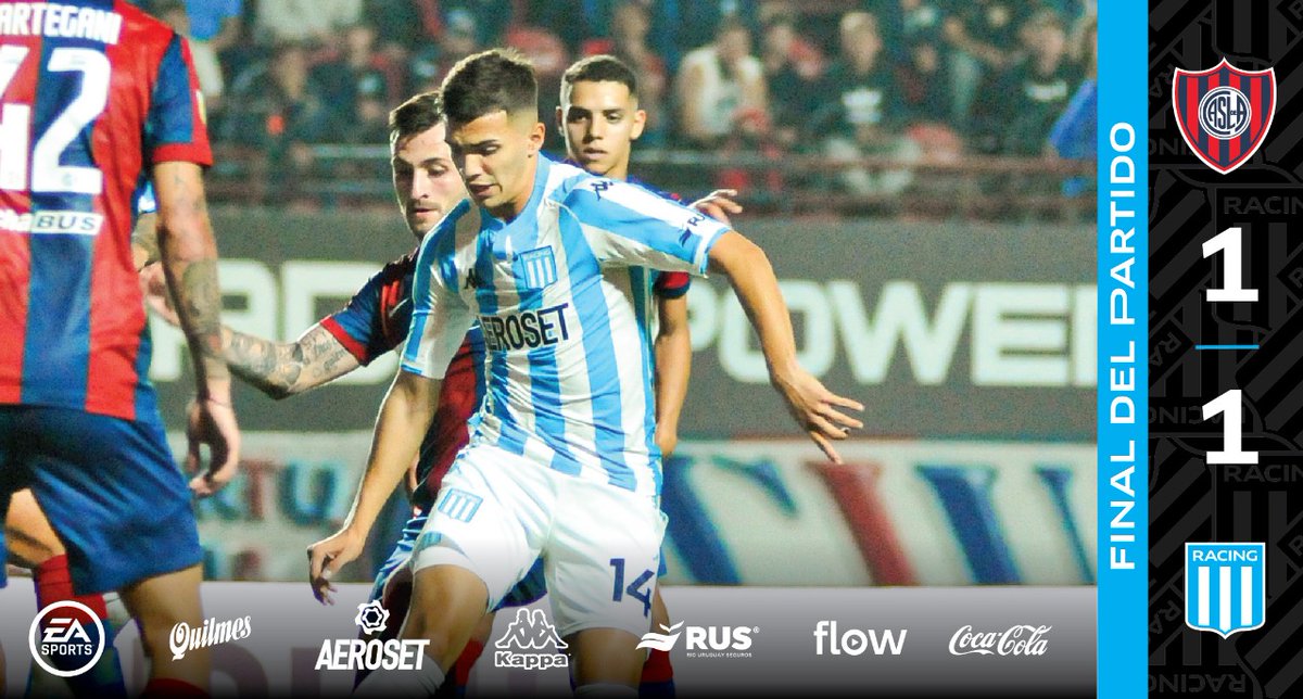 TotalmenteRC's tweet photo. #CopaLPF2022
#Fecha14

#SanLorenzo 1 (Martegani) - #Racing 1 (Correa).

La Academia se trajo del Nuevo Gasómetro el punto necesario para asegurarse el 1er lugar en la Zona A y culminar invicto la fase regular de la Copa LPF.

📸@RacingClub https://t.co/SV30neKKNO
