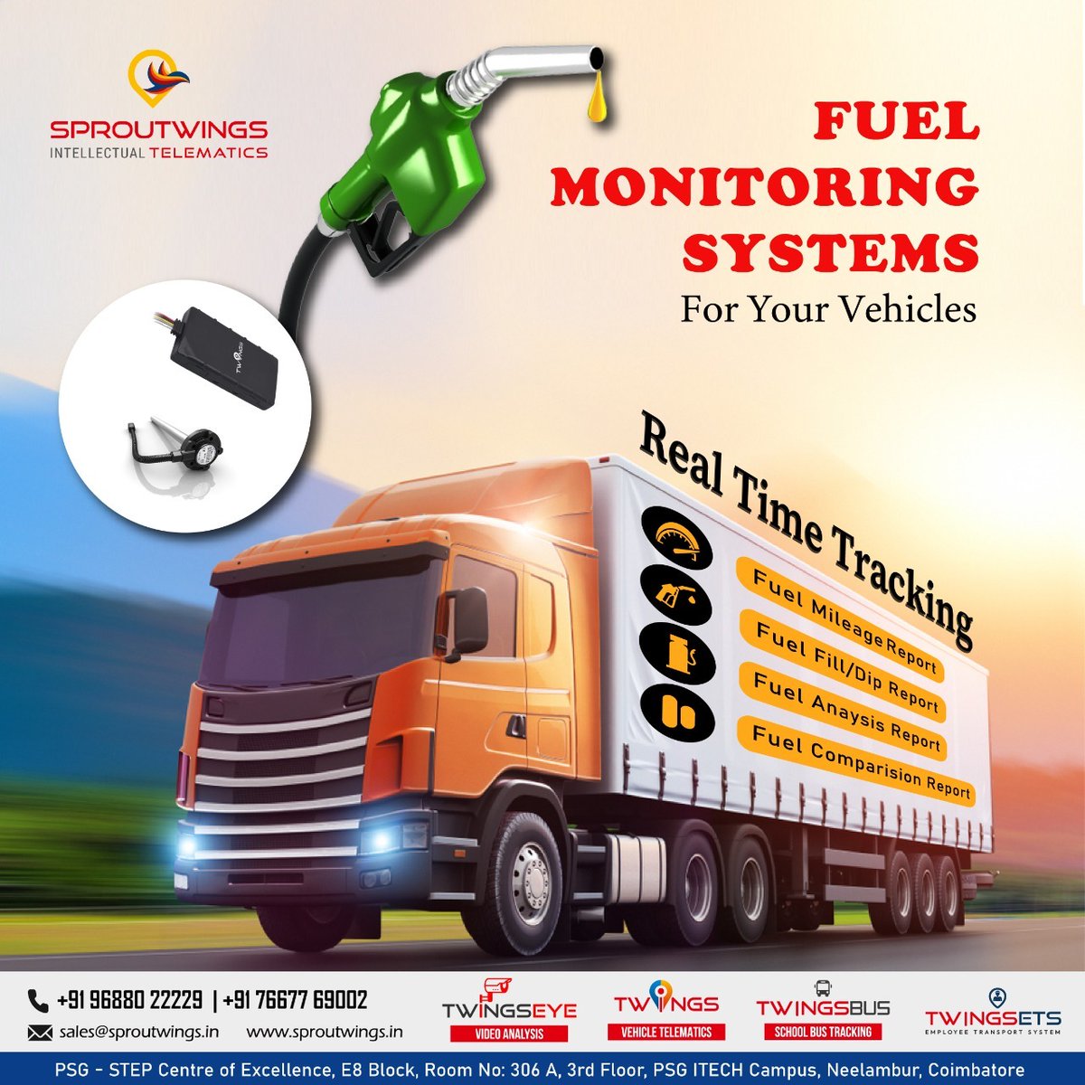 Real Time Tracking Fuel Monitoring System For Your Vehicle,
Specifications:
⛽ Fuel Mileage Report
⛽ Fuel fill/Dip Report
⛽ Fuel Analysis Report
⛽ Fuel Comparison Report

For Contact : +91 9688022229 / +91 7667769002

#fuelmonitoringsystem #sproutwingsintellectualtelematics