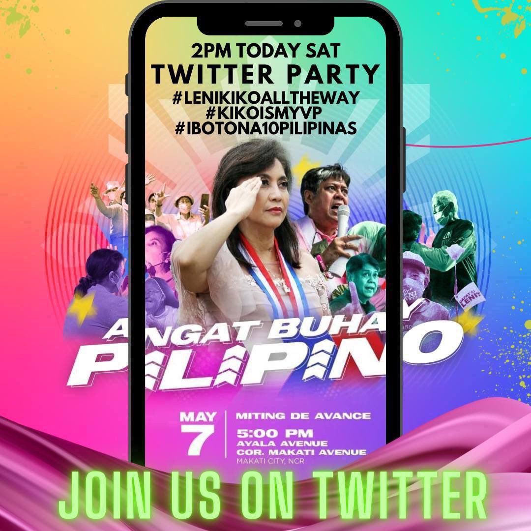 GaryValenciano1's tweet image. Hi everyone we are confirmed to have a Twitter Party at 2PM today. See you online and in Makati today at 4pm @kikopangilinan @AngeliPV @GaryValenciano1 @apangilinan @KianaVee @gabpangilinan @donnypangilinan 💖💚

#KikoIsOURVP 
#LeniKikoAllTheWay 
#IbotoNa10Pilipinas