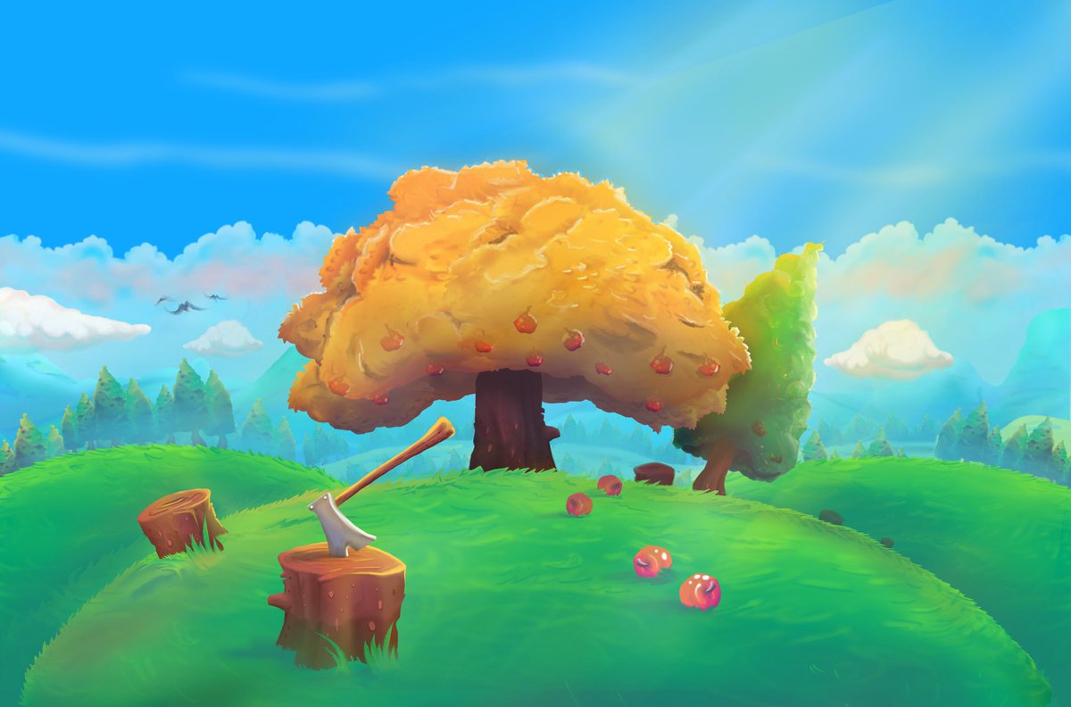 PlayCoinLaundry's tweet photo. Just because it’s dangerous doesn’t mean it can’t be pretty. Landscape painting in #procreate for #CavalierGame 🐶👑🌲🍎
#indiegame #indiegamedev #saturdaydrawing #2dplatformer https://t.co/4qk8jMrTxD