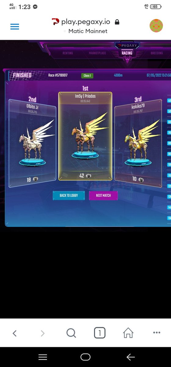 NinaAngeles02's tweet photo. GOLD🤩 Drain Energy Race🏁 of my Scholar Pega's 🥰 ImSy Brandon🐎, ImSy Priadas🐎 and Champion Campona🐎 🥰

Thank you so much po @ImmortalSynG Family 🙏😘🥰❤️

@PegaxyOfficial
#IMSY
#ImmortalSyndicateGuild
#Pegaxy
#GandangLahi
#ImSyLifeChanger https://t.co/bRWOFjdMOv