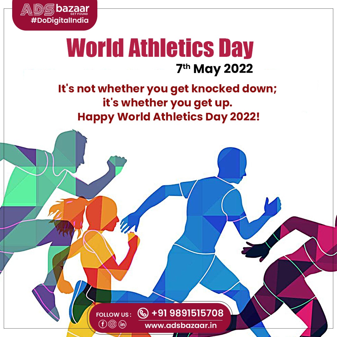 WeADSBazaar's tweet photo. In a bid to encourage sports activities throughout the world, May 7 is celebrated annually as World Athletics Day. Introduced in 1996, the day promotes the importance of fitness and health. 

Stay Fit! Stay Healthy!

Let the Athlete within you bloom!

#WorldAthleticsDay2022 https://t.co/llkwpnK0Wx