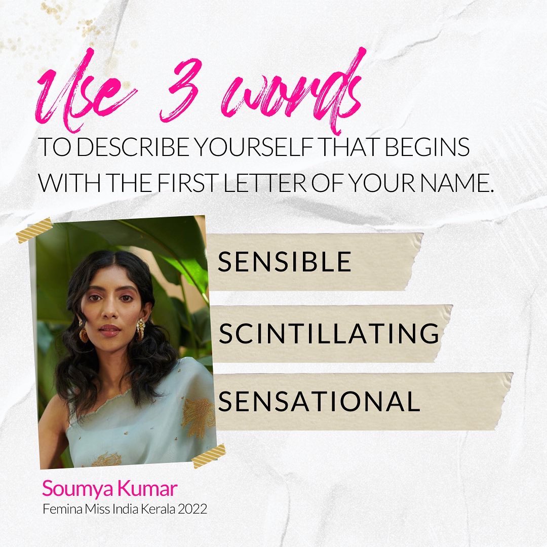Miss India on Twitter: "We asked some of our Top 31 state winners to  describe themselves using three words from the first letter of their names  because obviously, we would fall short