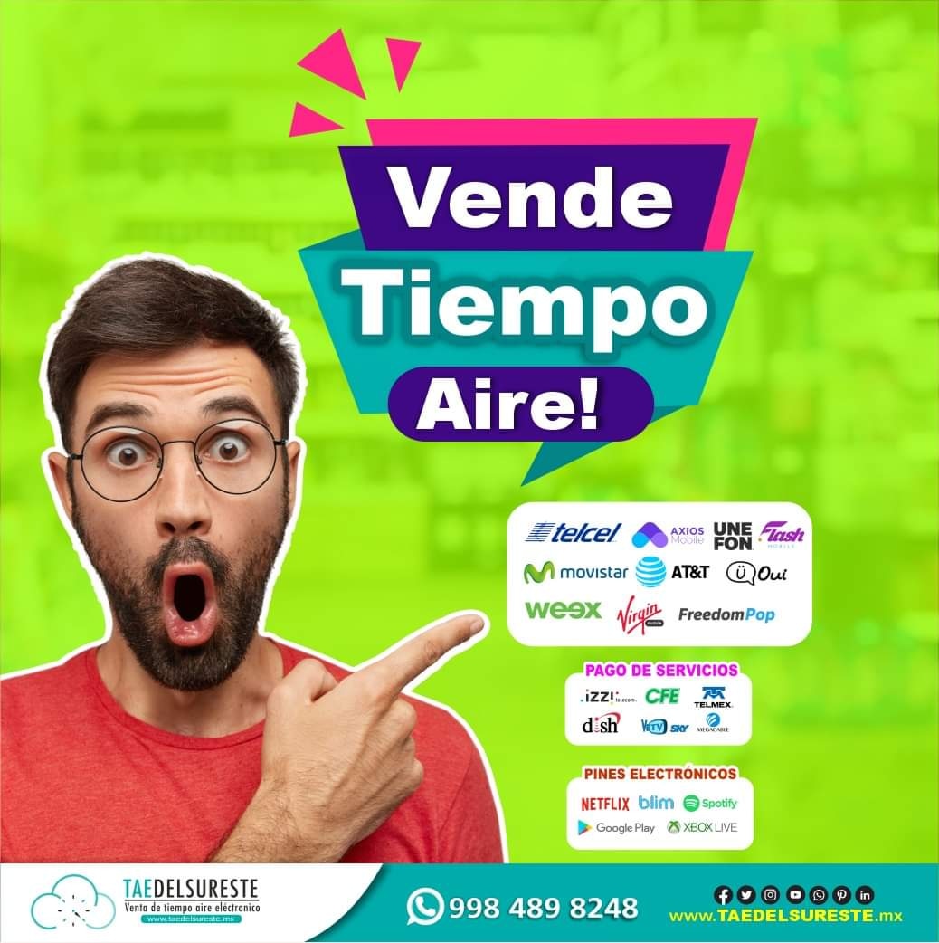 Taedelsurestemx's tweet photo. Vende recargas electrónicas SIN cargos por operación! 🖥💴✔️
➡️ Vende pines electrónicos
➡️ Vende recargas
➡️ Ofrece pago de servicios
Regístrate GRATIS:
https://t.co/M6zMNRJI7O https://t.co/87sQCOS7qV