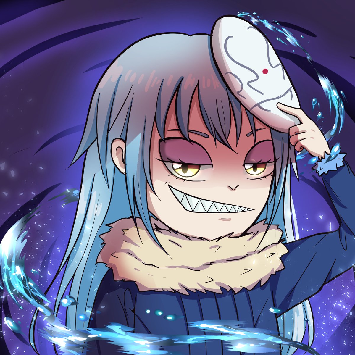 ark3091's tweet photo. this my fanart from karafuru that name egao, i created this fanart base on my version from anime name "the time i reincarnated as a slime" and the character name is rimuru,  hope  you guys like it. @KarafuruNFT @Nastasiadelinee https://t.co/KC0bWX1uNn