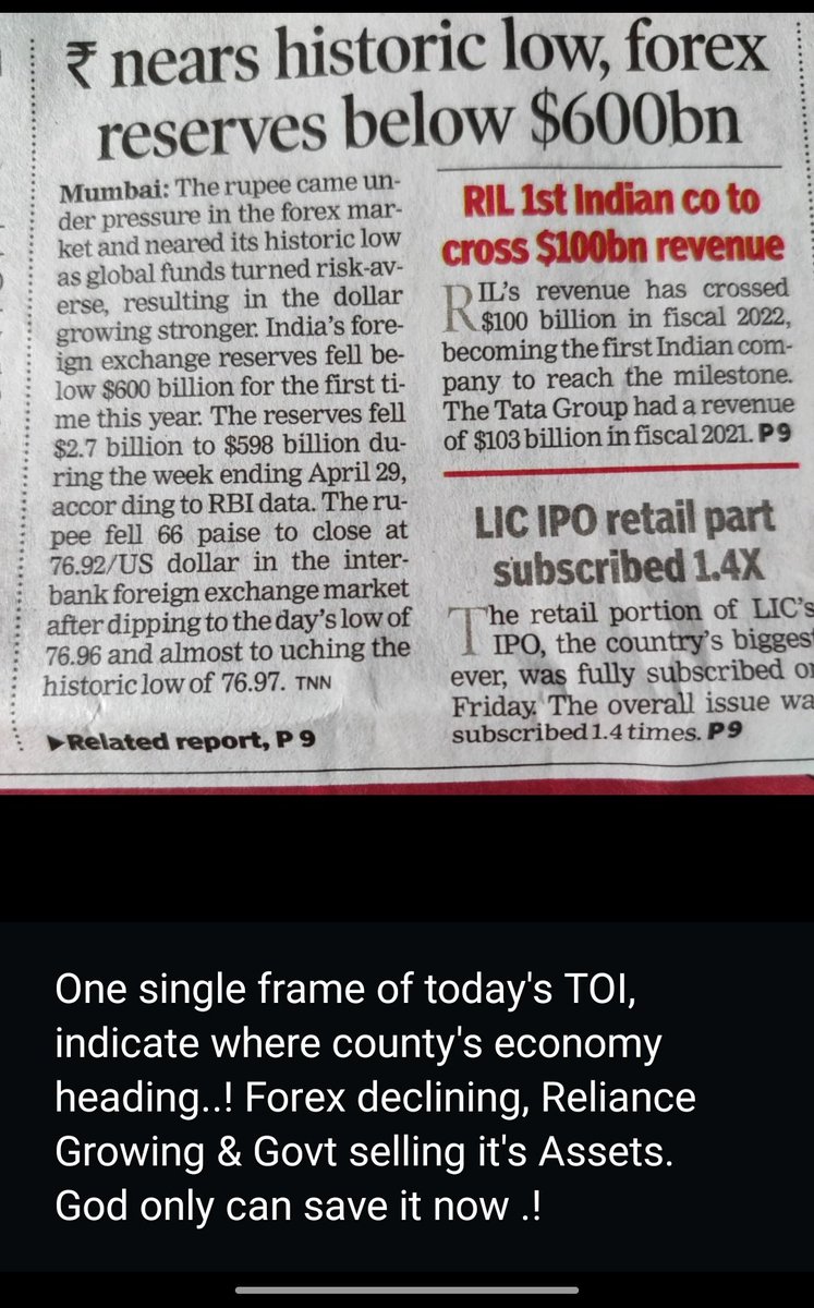 mybidikar's tweet photo. #IndianEconomy 
#NirmalaSitharaman 
#RBI 
#RelianceIndustries
#Achchedin 
#IndiaForex https://t.co/xRITUUAE1M