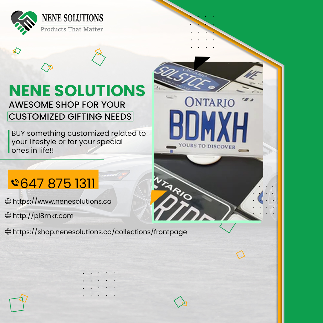 ^NENE SOLUTIONS- AWESOME SHOP FOR YOUR CUSTOMIZED GIFTING NEEDS^ 🌟
 
BUY something customized related to your lifestyle or for your special ones in life ❤️

647 875 1311

shop.nenesolutions.ca/collections/fr…  
nenesolutions.ca  
pl8mkr.com  
 
#torontolife #Brampton