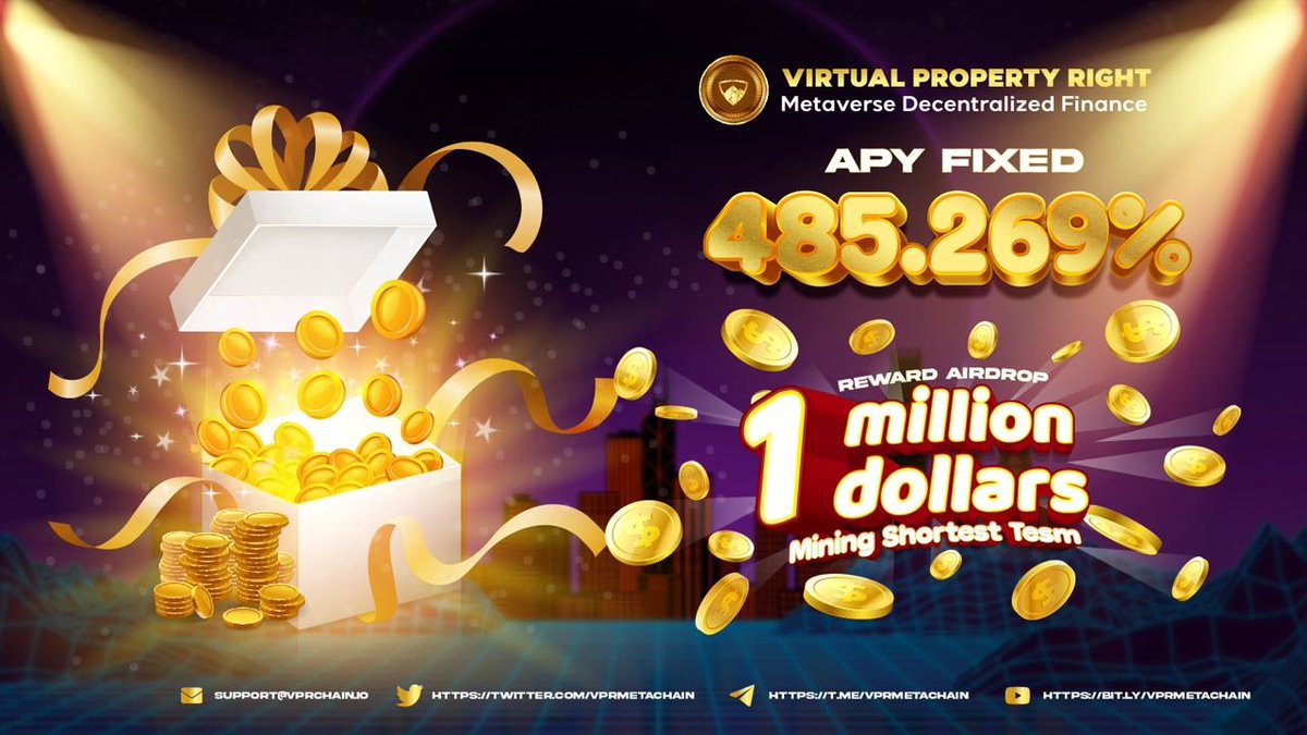 VPRMetaChain's tweet image. Dear community,
VPRchain is a web3 metaverse application that generates profits  through land investment.
Presale Round 1: 06/5/2022 - 05/6/2022
Gets free 1000 VPR  airdrop (for first 1000 holders).
Refers the referral link with your friends to get rewards.
