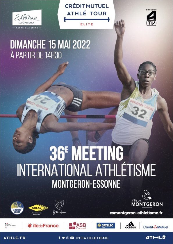 🚨 Le meeting de Montgeron est de retour le dimanche 15 mai ! On vous y attend nombreux pour encourager les athlètes 📣 (entrée gratuite)