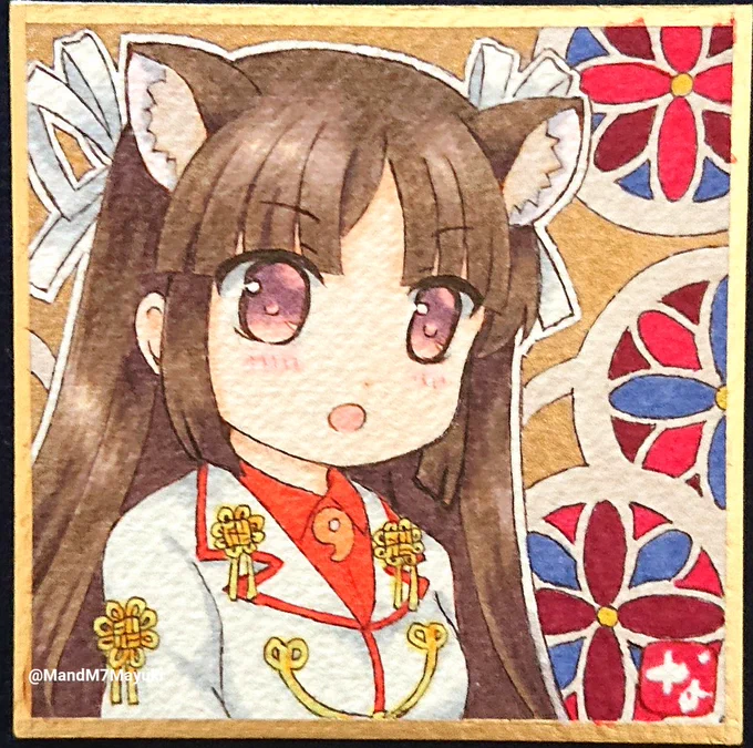 豆色紙に飛鷹にゃんを描きました🐱
#艦これ #飛鷹 