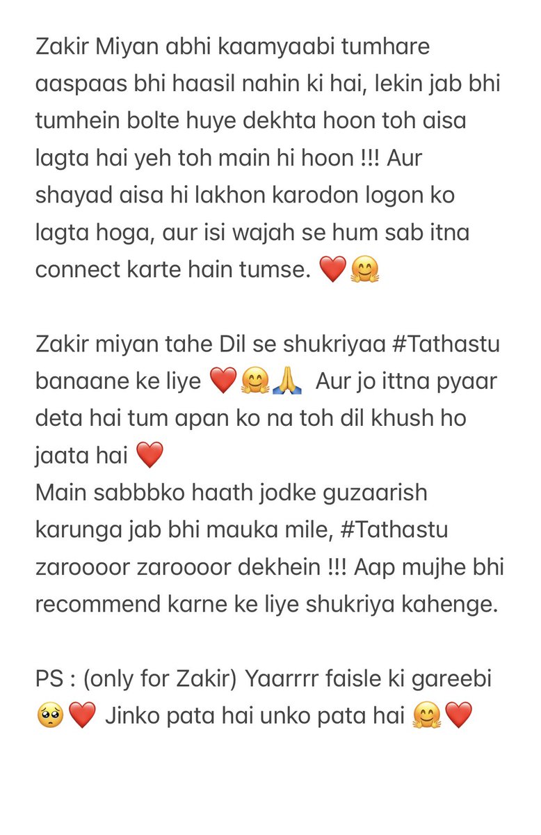 sharibhashmi's tweet photo. Kal raat ek jadoo dekha @Zakirism ka #Tathastu ❤️
Par is jadoo mein haath ki safaai nahin, dil ki safaai thi. Ek bande ne hum sabke saamne do ghante tak apna dil nikaal ke rakh diya ! Aur ab is jadoo ka asar zehan mein ta-umra qaayam rahega! https://t.co/mikeM8v9Ux