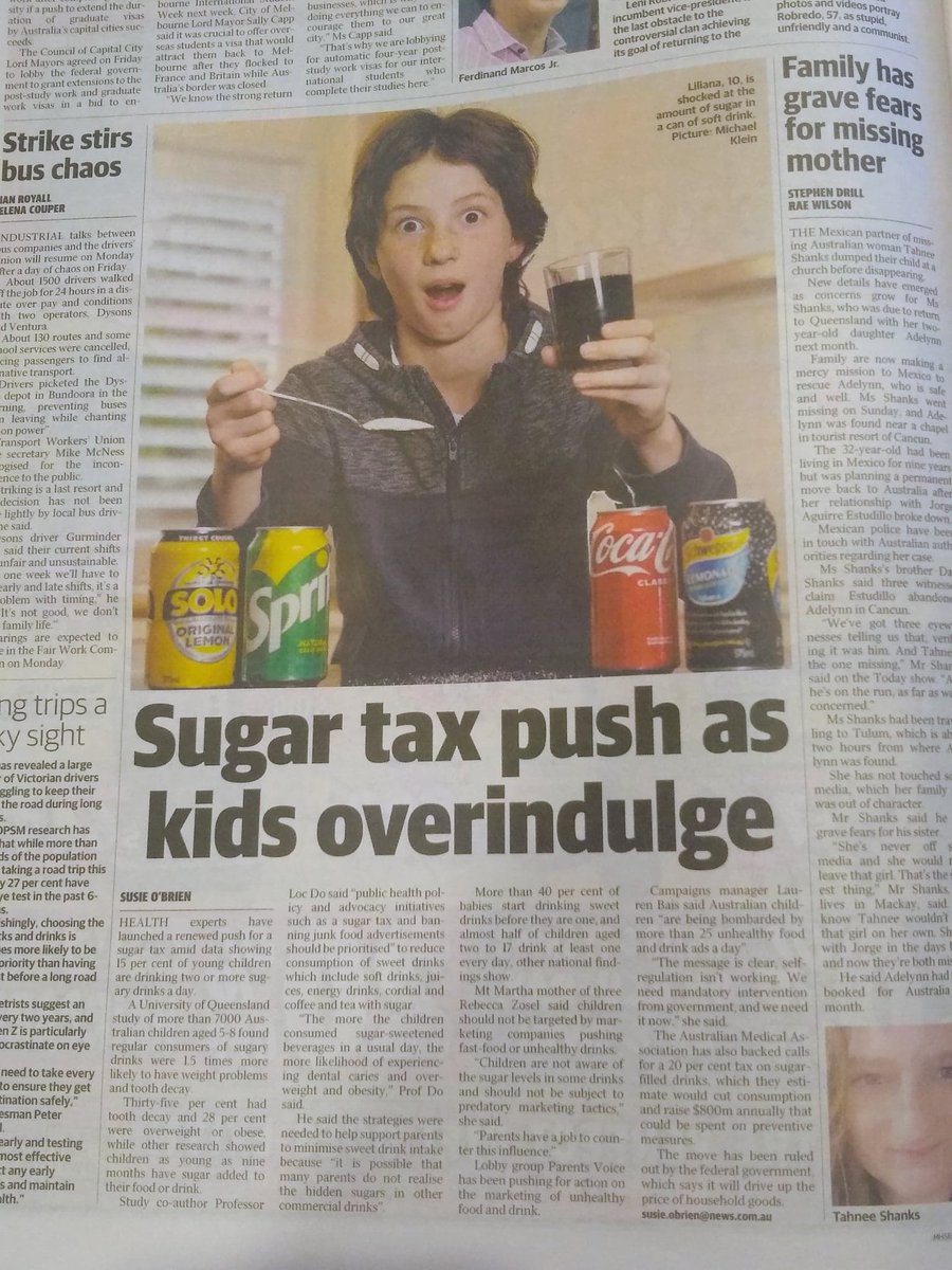 rzosel's tweet photo. My 10yo daughter doing her bit to support #publichealth in today's @theheraldsun article by @susieob ❤️

#sugartax #BrandsOffOurKids #PVParentsForAction 

@ParentsVoiceAu @OPCAustralia @UQ_News @amapresident https://t.co/xUnAnYve92
