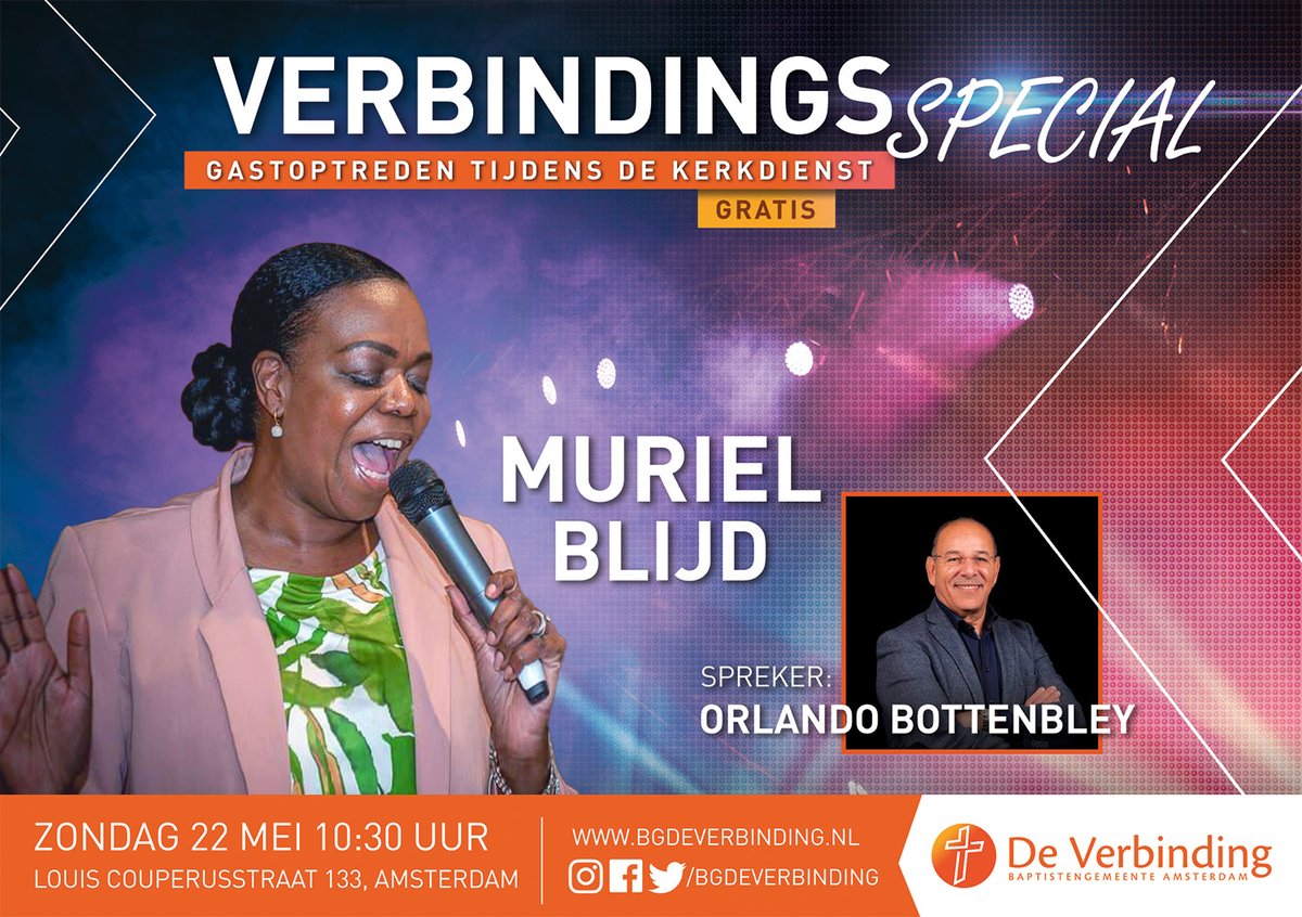 bgdeverbinding's tweet photo. Muriel is een gospelzangeres met een aanstekelijke positiviteit. Ze werd bekend toen ze 2x 100% winnares werd van het TV programma All Together Now. Ze komt uit Amsterdam Zuidoost en is 22 mei bij ons in Amsterdam West. Kom ook, of volg onze diensten via: https://t.co/sRn3NzEL7O https://t.co/Lg0v1xRYOx