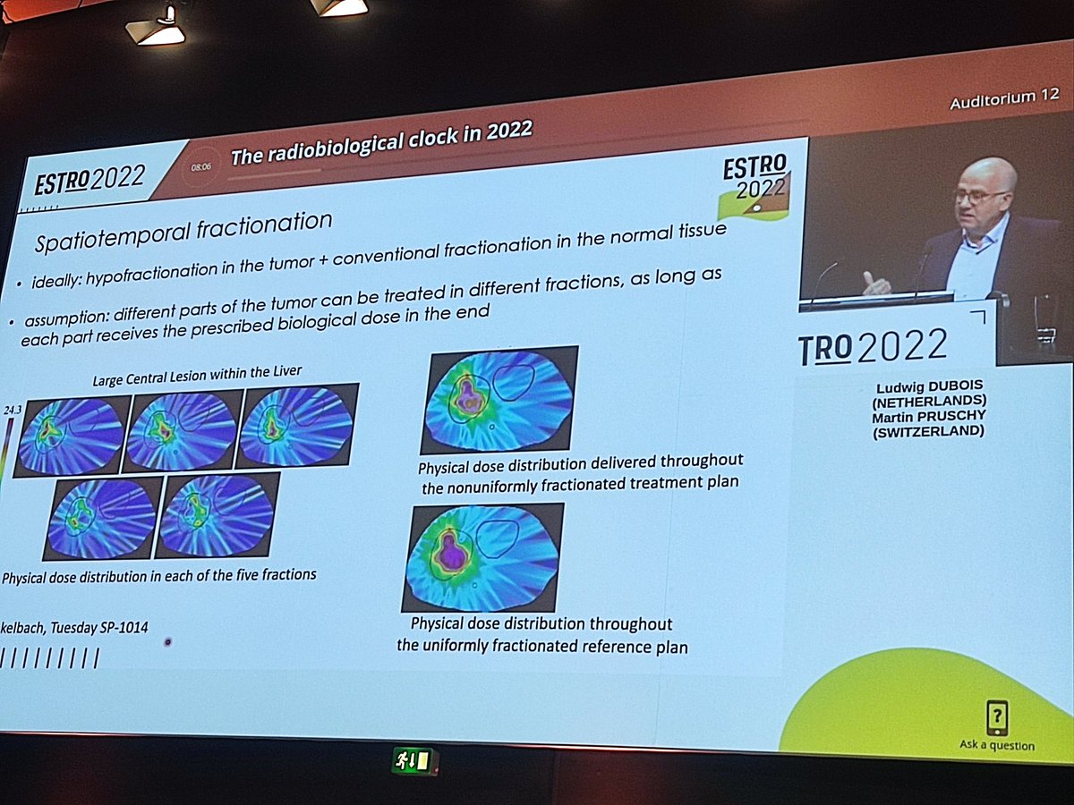 Dr_ASalem's tweet photo. Interesting #radiobio concepts to ⬆️ XRT efficacy, induce abscopal effect:
- spatiotemporal fractionation: different parts of tumour are treated with different fractions
- partial tumour irradiation
- low dose irradiation
- GRID irradiation via VMAT
#ESTRO2022 https://t.co/ixdIvp0vDT