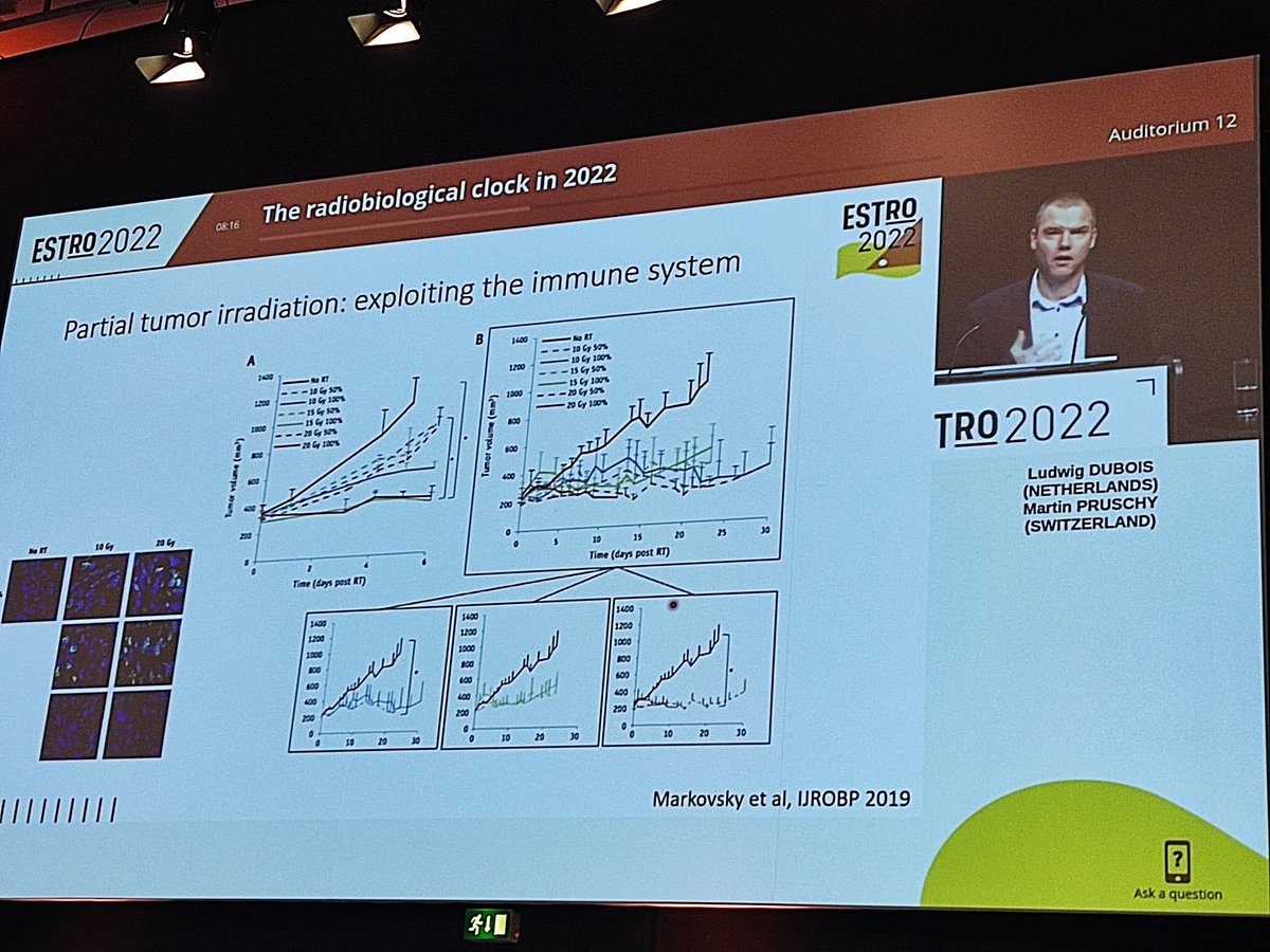 Dr_ASalem's tweet photo. Interesting #radiobio concepts to ⬆️ XRT efficacy, induce abscopal effect:
- spatiotemporal fractionation: different parts of tumour are treated with different fractions
- partial tumour irradiation
- low dose irradiation
- GRID irradiation via VMAT
#ESTRO2022 https://t.co/ixdIvp0vDT