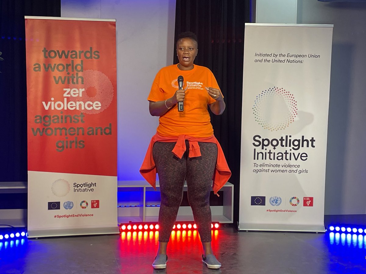 Christine Gumunyu-Mangena @dreadsisterr is a survivor of GBV & a fierce advocate for women’s rights. She says communities need to prioritize education of violence against women & girls + end the stigma that survivors face in society. #ShakingOffGBV #SpotlightEndViolence