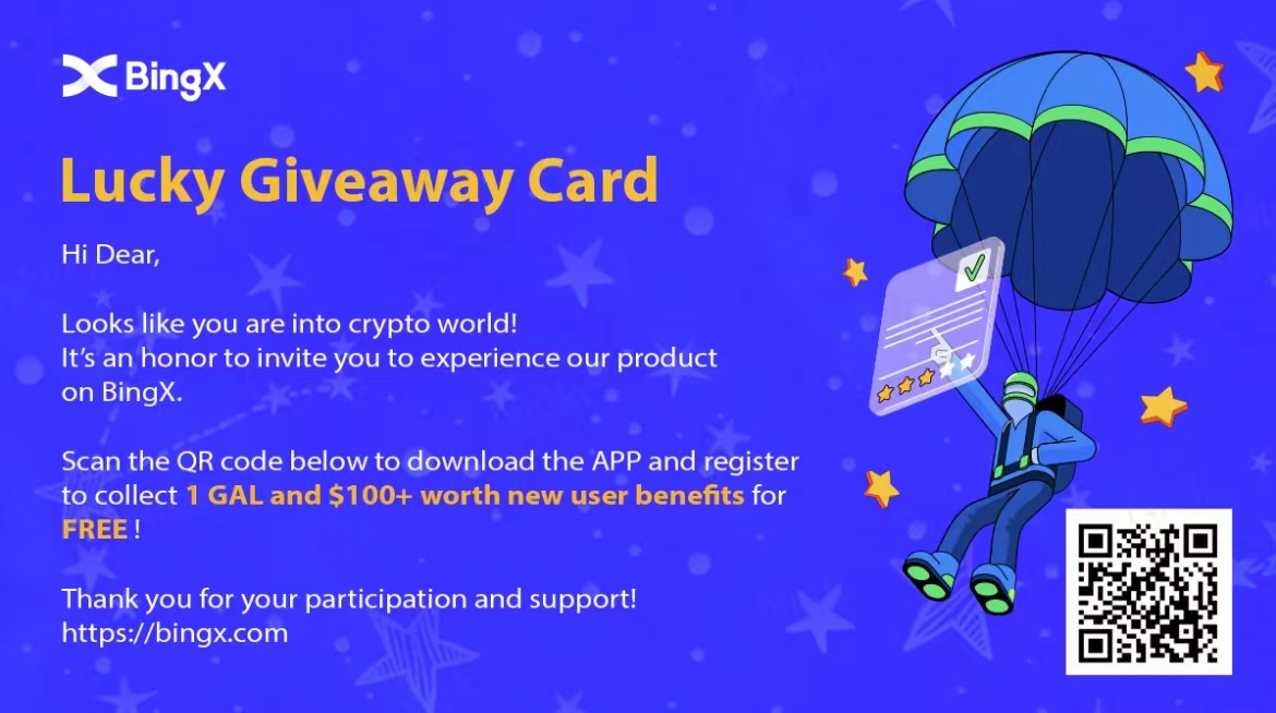 Sign up and get rewards of 1 GAL and  $100+ worth new user benefits. 
bingx.com/invite/FYRPTM
*DM me your UID once registration done
#AirdropCrypto #FreeAirdrop #crypto #cryptocurrency #GAL #Free