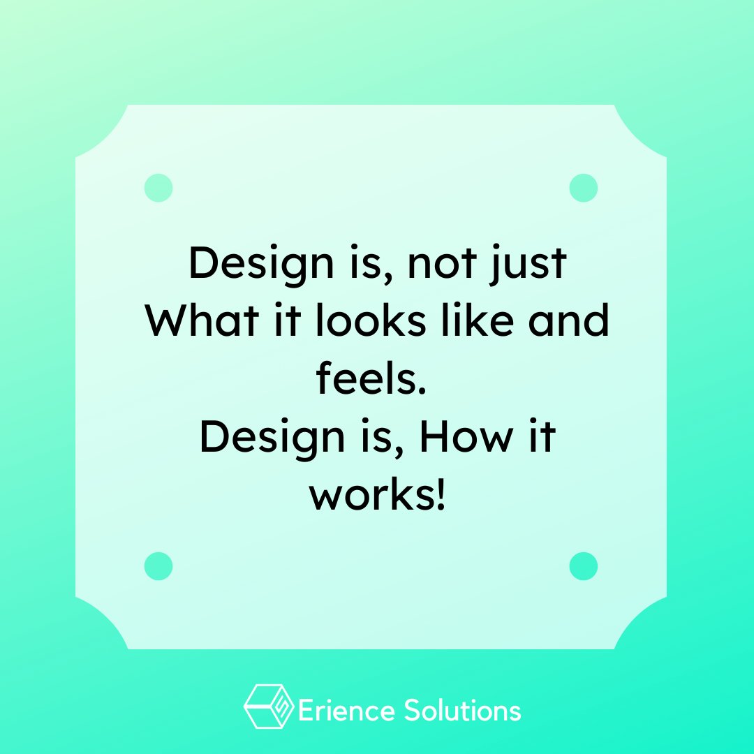 ErienceINT's tweet photo. Design is, not just What it looks like and feels.
Design is, How it works!
#Erience #InternetAgency #Mobile #Blockchain #Al #DiitalMarketing #webldeas #Developent https://t.co/7V885RhI7R
