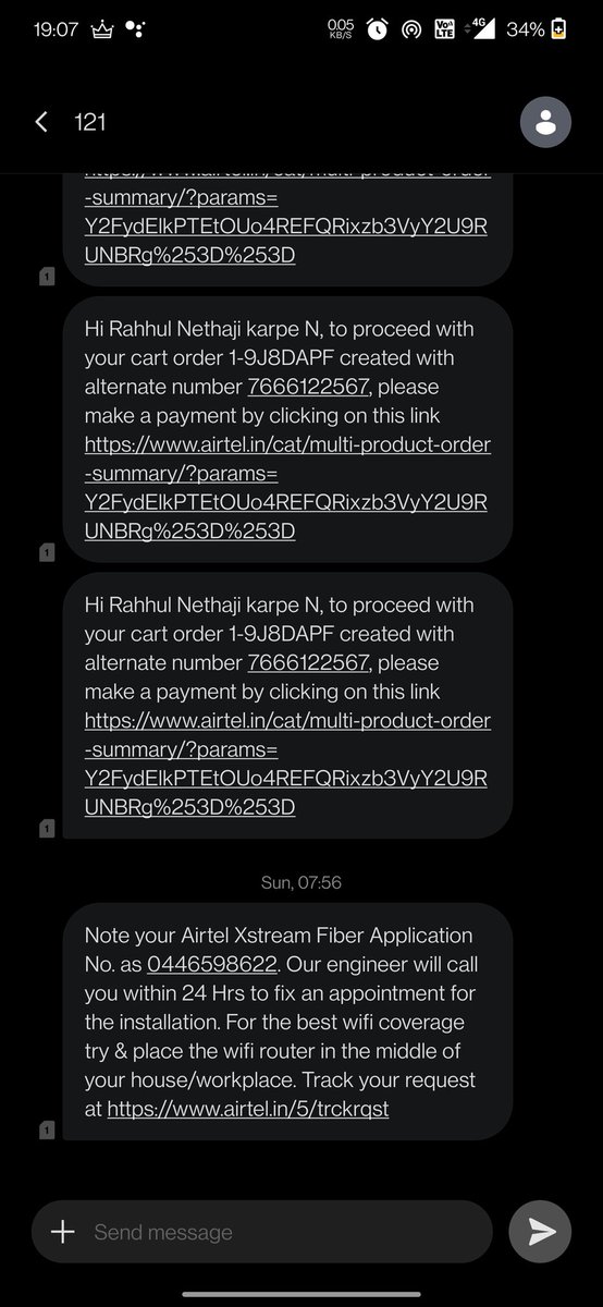 karper05's tweet photo. Was told to make a payment on Sat 30th April for a new connection to be  installed by same evening. However it's been rescheduled multiple times &amp; from last 6 days my calls r not being picked #patheticservice by @airtelindia #noconcern &amp; #tookmymoney n went ghost #arrangerefund https://t.co/g2GySI0tVa