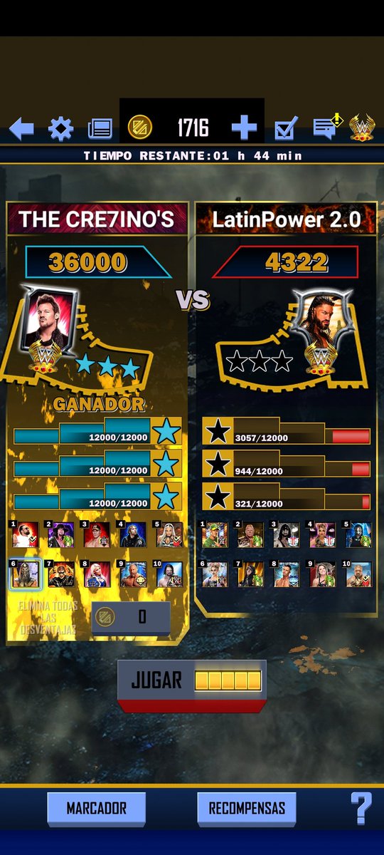 tinojilguero's tweet photo. Otra gran victoria de los CRE7INO'S, esta vez contra otro equipo espina de nuestro colega @THE_KingOfSC , esperemos haberles contagiado el espíritu de competir. @Michito_Gaming @LautaroMello_ @Moreno_of_fire @NorybSCL @camiquiroga12 #WWSuperCard #Team #StompingGrounds https://t.co/oQuukEYJcB