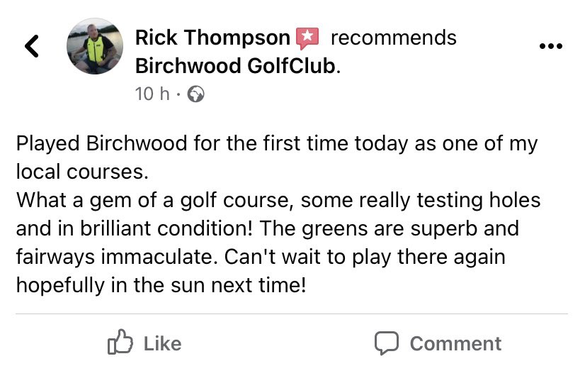 birchwoodgreens's tweet photo. Always great to hear positive experiences on the course @Birchwood1 makes what we do all worth it. #hiddengem #valueformoney https://t.co/wevwPg2sUv