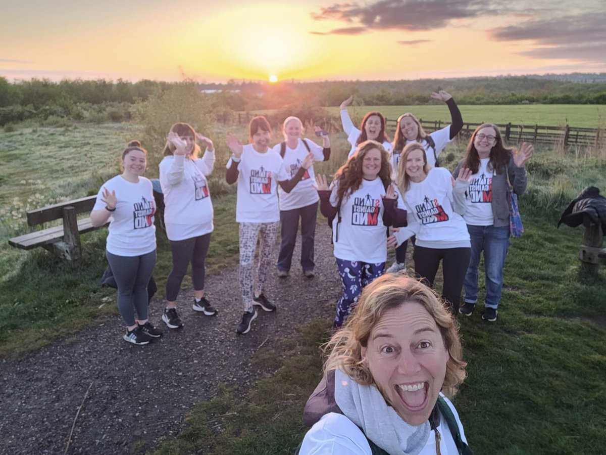 critchleyanna's tweet photo. Rise and Shine 😎 5k walked at sunrise with this lovely lot. We are delighted to have raised over £800 for Sam’s charity @StandAgainstMND @CorlettClair @Ot75Tracey @cefenton @AngelaYeOT @MichGrainger https://t.co/LeE5Oyi4HN