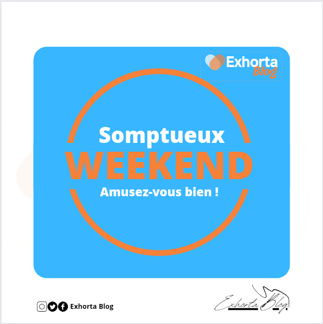 ExhortaBlog's tweet photo. C'est le weekend!

Profitez de la famille, des amis, de votre entourage. Bref, amusez-vous bien😅.
N'oubliez pas d'aller à l'église et exercer votre foi! https://t.co/vnyqXfqUMZ