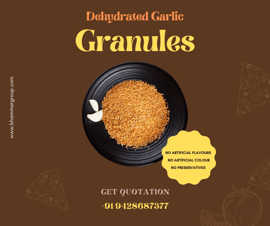 bhammar_group's tweet photo. What are garlic granules used for? ππ
https://t.co/ypxXAD7rwl
#garlic #driedgarlic #driedgarlicflakes #driedgarlicpowder #garlicflakes #garlicbread #garlicflake #garlicflakescrunchy #garlicminced #dehydratedgarlicflakes #mincedgarlic #mincedgarliccloves #driedgarlicpowder https://t.co/SGbzemsDiv