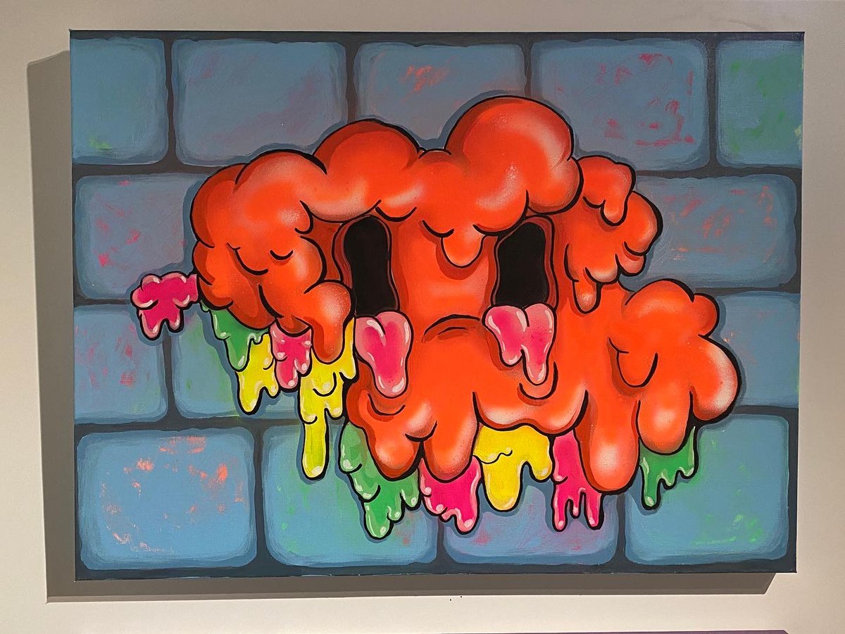 blob_friend's tweet photo. Some of Blob boy’s original paintings and prints still available at the event. I’ll be here til tomorrow night. See you at @MangoArtFest #mangoartfest #blobboy https://t.co/J2bfF16lCm