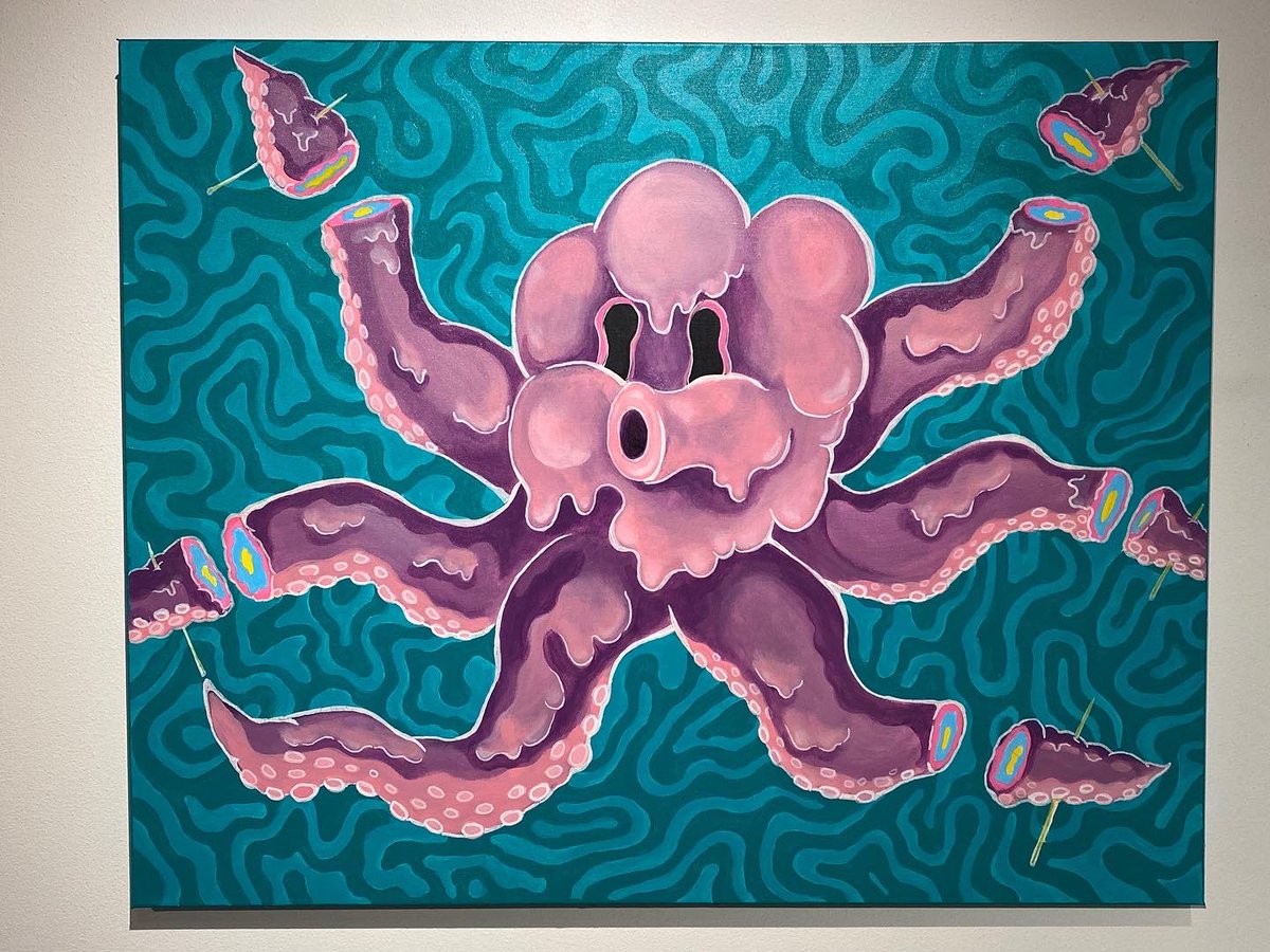 blob_friend's tweet photo. Some of Blob boy’s original paintings and prints still available at the event. I’ll be here til tomorrow night. See you at @MangoArtFest #mangoartfest #blobboy https://t.co/J2bfF16lCm