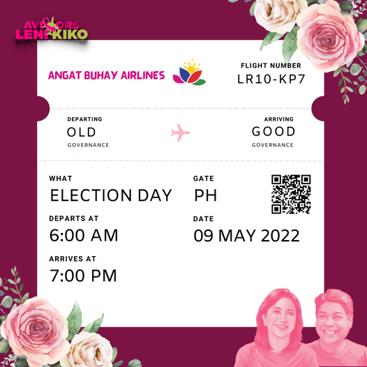 AvForLeniKiko's tweet photo. Isang araw na lamang ay lilipad na ang angat buhay airlines patungo sa gobyernong tapat! 🌸🌱
#IpanaloNa10ParaSaLahat
#10RobredoForPresident
#HelloPagkainGoodbyeGutom
#SiKikoAngManokKo
#7PangilinanForVicePresident
#LeniKikoAllTheWay
#LeniKiko2022
#AviatorsForLeniKiko https://t.co/xiovAbiFWW