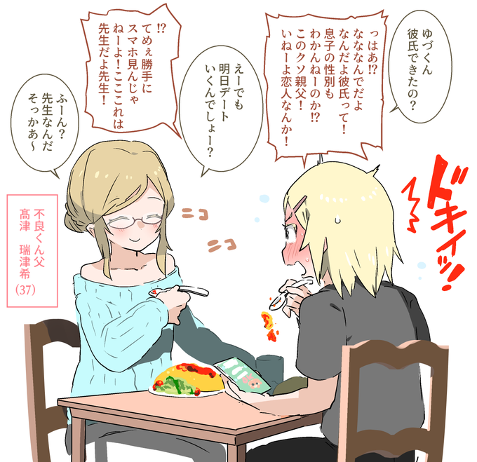 この親子の会話これくらいしかなかったわね
元不良くんすぐ先生の家に行ってエッチしちゃうので自宅にあんまりいないからな… 