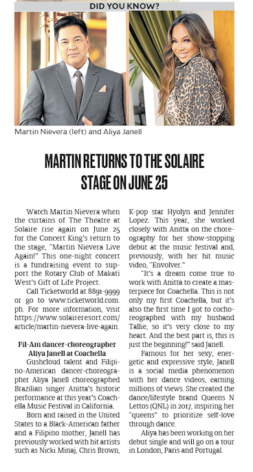 InqEnt's tweet photo. n Montage for May 8

•#MartinNievera returns to the live-concert scene on June 25 @solaireresort 
•Fil-Am dancer-choreographer @AliyaJanell #aliyajanell at @coachella @Gushcloud #gushcloud

@InqEnt https://t.co/x2C0cXLVoO