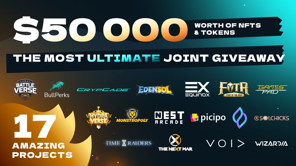 BattleVerse_io's tweet photo. 🔥THE STUNNING $50 000 COLLABORATIVE #GIVEAWAY FROM 17 AWESOME PROJECTS RESULTS🔥

🎁List of winners: https://t.co/5tN6mG08d9

❗️Prizes will be sent to the winners by May 17! 

🤩Congrats all the winners and projects!

🌐  #BattleVerse #NFT #P2E #Metaverse https://t.co/jOWVV2tKGu https://t.co/Z8C69xvf3h