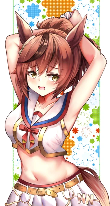 髪をしばるナイスネイチャ  
#ウマ娘
 #ナイスネイチャ 