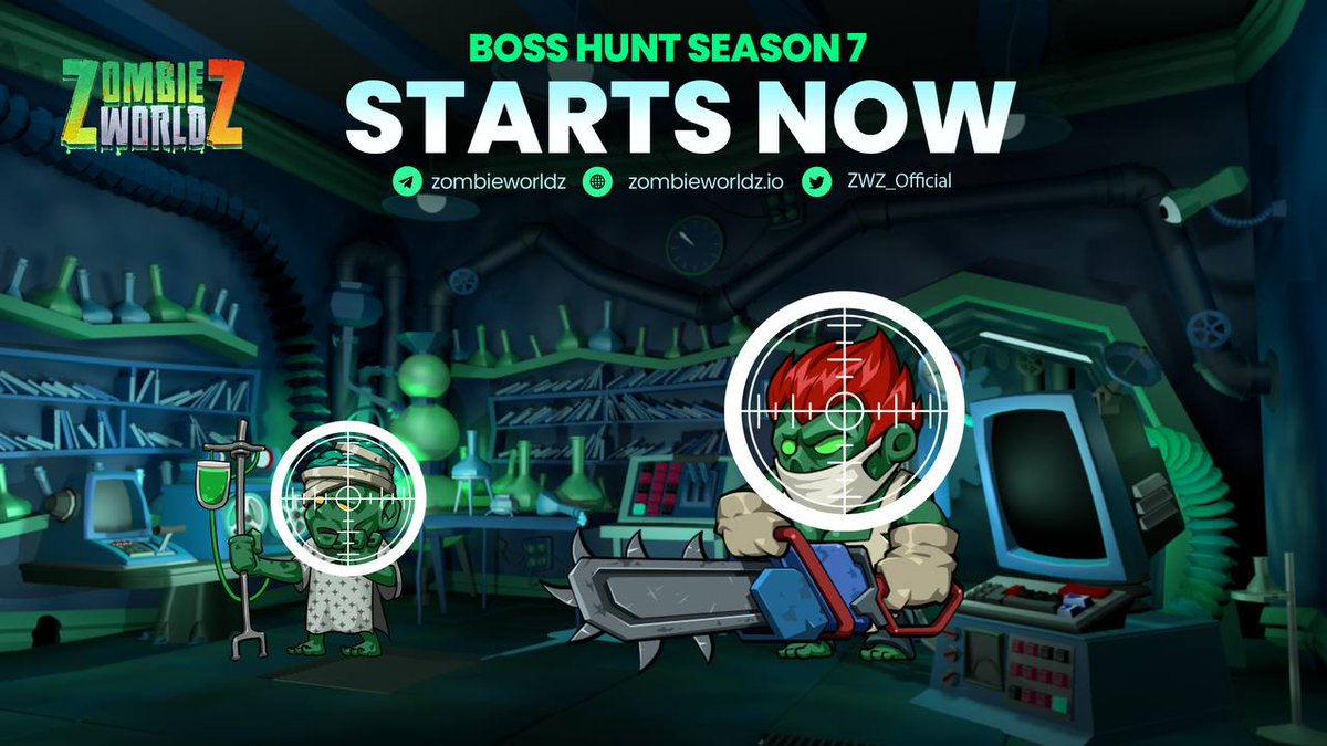 BOSS HUNT SEASON 7 HAS STARTED

⏳TIME: 00:00 UTC May 7, 2022 to 00:00 UTC May 13, 2022

♨️Don't forget the attractive total reward: 
* The reward will be distributed to TOP 150
* The TOP 100 will receive an additional incentive to the current reward

👉t.me/zombieworldz/4…