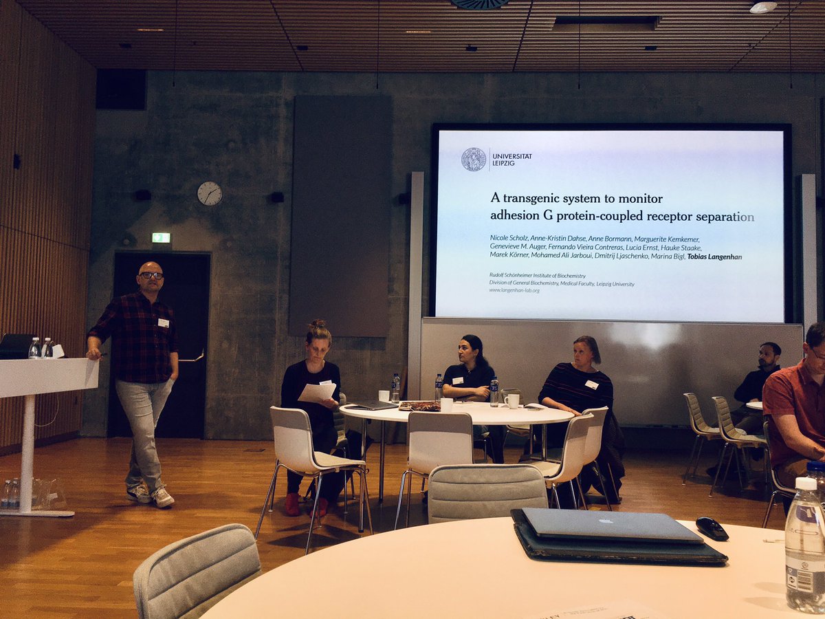 Fantastic talk of Prof. Tobias Langenhan about novel NRS     sensors to monitor adhesion GPCR heterodimer separation #adhesionGPCR2022