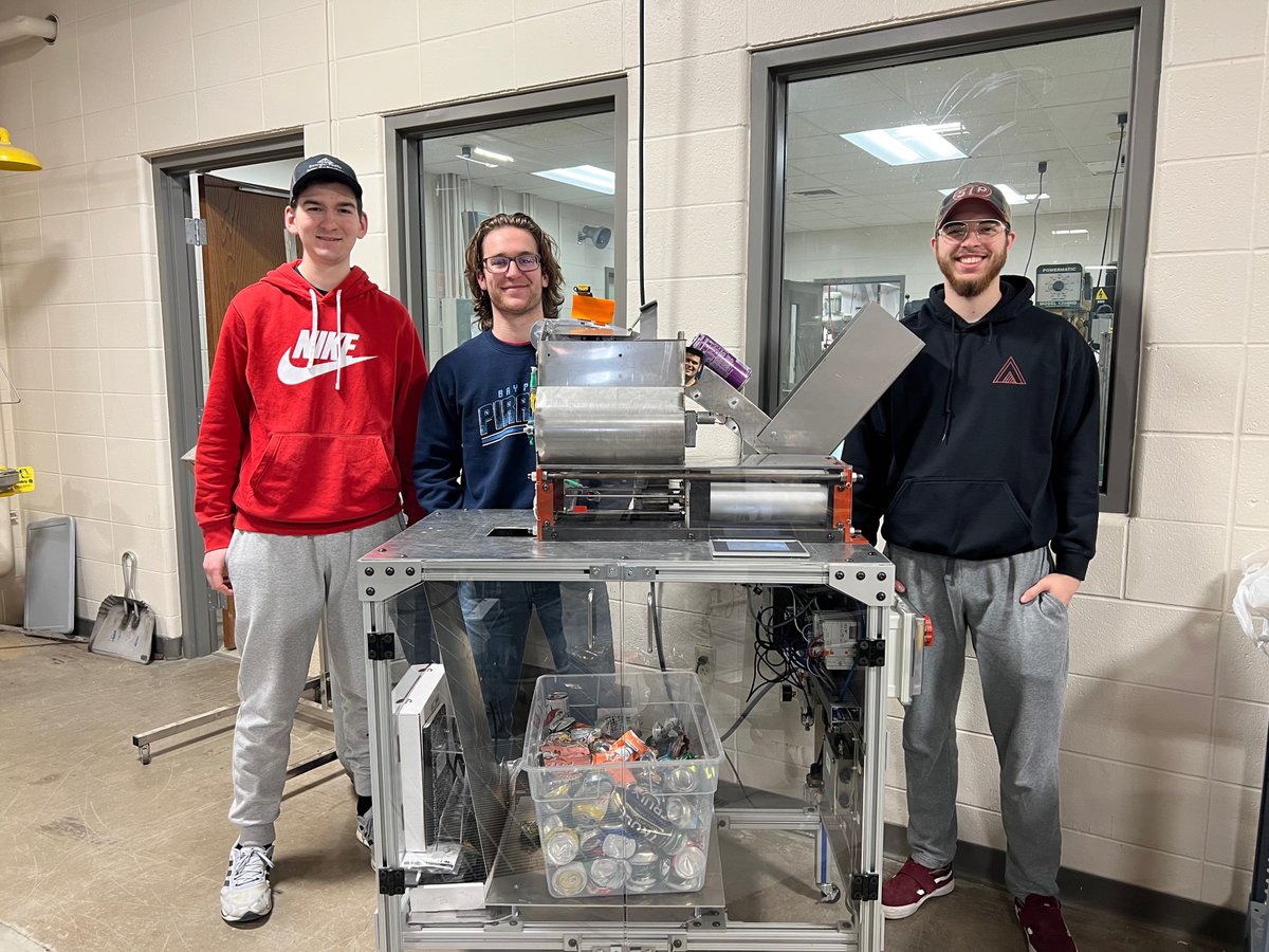 NWTC's tweet photo. Congrats to our #NWTC electro-mech students on these amazing capstone projects! Featured here are a marble sorter and a can crusher using pneumatics, coding, and mechanical design. We're #NWTCproud of your hard work! 🙌 Program details: https://t.co/4YglrHxRcY #ElectroMech https://t.co/2lwAkWtmAA