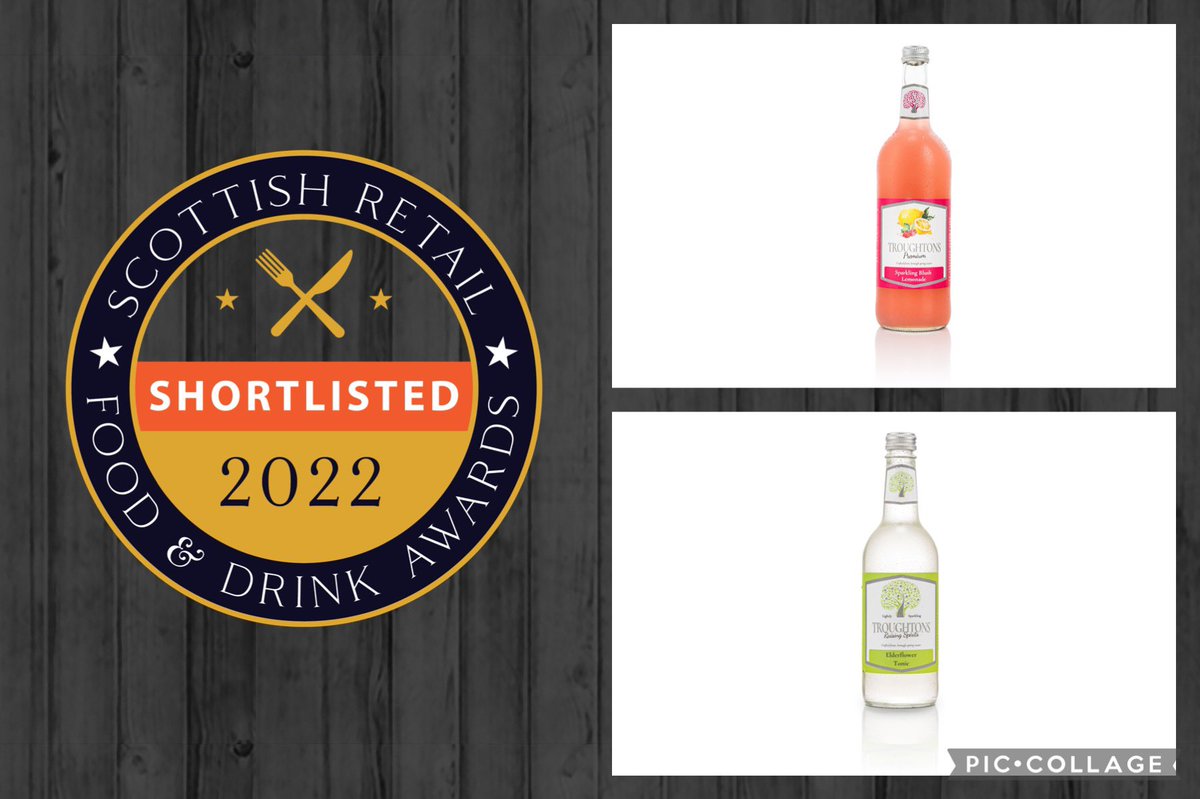 Delighted to be short listed at this year’s <a href="/ScottishRfda/">Scottish Retail Food & Drink Awards</a> with <a href="/TroughtonsMixer/">Troughtons Premium Mixers</a> Elderflower tonic and Sparkling Blush lemonade. 
#craftsrinks #familybusiness #awards