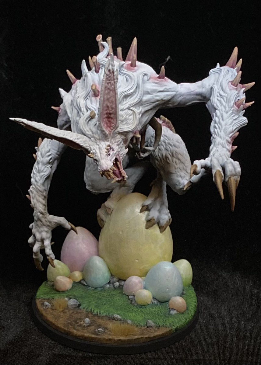 thespikepit's tweet photo. The Osterbeast! A mini I painted for an Easter session and only just properly finished this week. #minipainting #miniaturepainting #dndart @CometLordMinis https://t.co/SQIXgT2Fbm