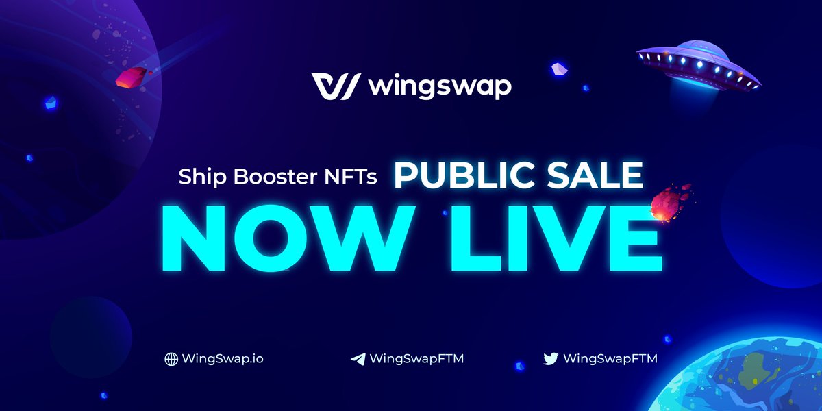 WingSwapFTM's tweet photo. OFFICIAL ANNOUNCEMENT
#SHIP #BOOSTER NFTs PUBLIC SALE IS NOW LIVE π
Do you want to get more from us ? It's timeeee
Connect your wallet and get your #NFTs now: https://t.co/h6XQeKXjpN
#WingSwap #Fantom https://t.co/8IkNSWcdRX