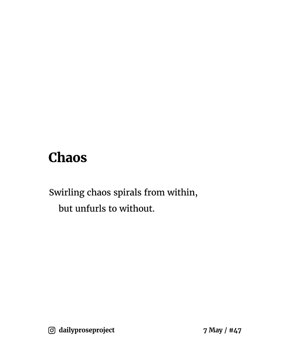 daily_prose's tweet photo. A new poem every day.

📔 7 May / #47 - "Chaos"⁠

#poemoftheday #dailypoetry #dailyprose #poemaday #dailyproseproject https://t.co/KOEk2wIAEH