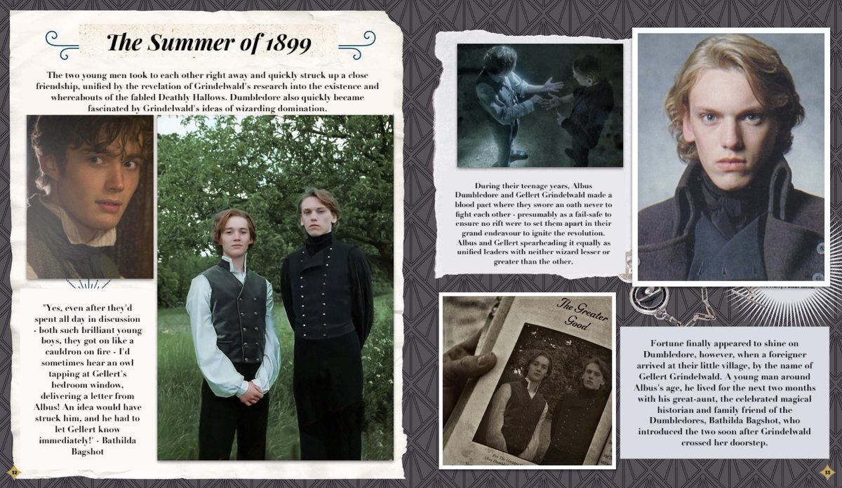 summerof1899's tweet photo. I need flashbacks in the next movie. Imagine a double page dedicated to their summer of 1899 in The Movie Magic Book (I imagined it, so I had to edit one)

#FantasticBeasts4 #summerof1899 #grindeldore #ggad #Dumbledore #Grindelwald https://t.co/cGLs4niCSc