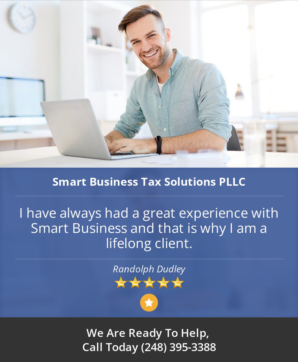taxpros's tweet photo. 5 Star: Randolph D. "I have always had a great experience with Smart Business and that is why I am a lifelong client." https://t.co/ptbiC2yduF