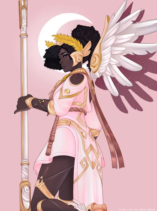 It's her, Mercy Overwatch (but reimagined). ✨👼🏿 