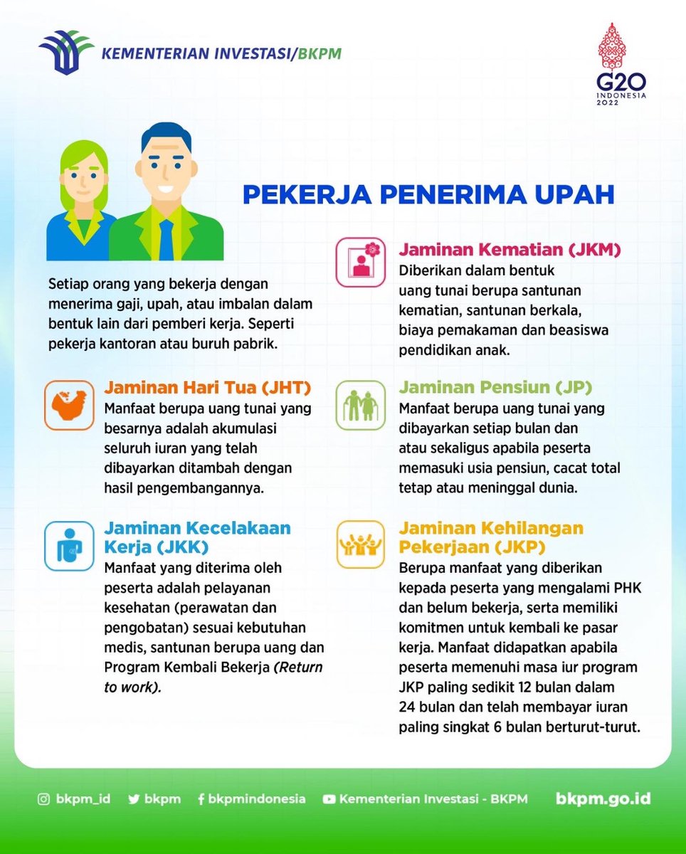 bkpm's tweet photo. Oleh karena itu, penting untuk diketahui mengenai berbagai manfaat BPJS Ketenagakerjaan yang dapat dinikmati baik saat masih bekerja ataupun saat purna kerja.

Yuk, cek segudang manfaatnya dalam meningkatkan kesejahteraan pekerja. https://t.co/18eoJ87HNm